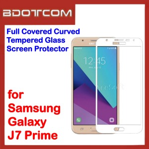 Full Covered Curved Tempered Glass Screen Protector for Samsung Galaxy J7 Prime (White)