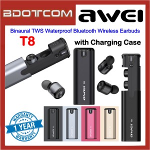 Awei T8 Binaural TWS Sport Wireless Bluetooth Earphones with Charging Case for Samsung / Apple / Huawei / Xiaomi / Oppo / Vivo