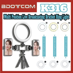 [Ready Stock] K316 Multi Position Fill Light Live Broadcasting Bracket Ring Light with Phone Holder suitable for Vlogger, Youtuber, TikTok, Smule, Influencer, Online Study, Home Schooling, Video Recording, Live Streaming, ZOOM Meeting, Google Meet and etc