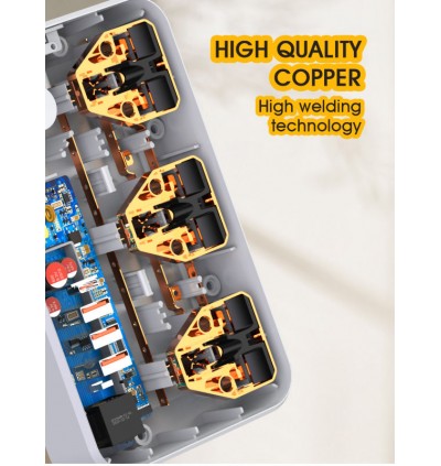 LDNIO SK3468 38W Power Strip with 3 UK AC Sockets + 20W Type-C PD Ports + 3 QC3.0 USB Ports Charger Extension