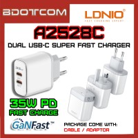 LDNIO A2528C Dual Type-C Port 35W PD GaN Super Fast Charging Power Adaptor Wall Charger