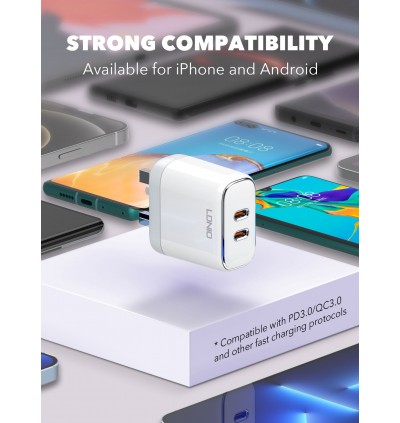 LDNIO A2528C Dual Type-C Port 35W PD GaN Super Fast Charging Power Adaptor Wall Charger